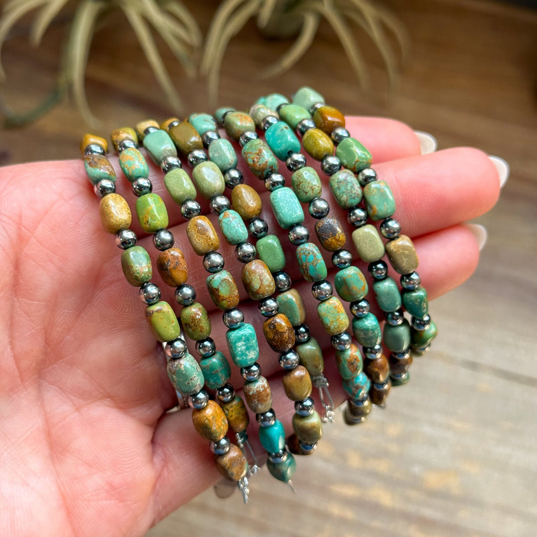 Real Turquoise Bracelet with Sterling Silver Pearls Bracelets Shopify Collective The Bijoux FAB Jewelry The Bijoux FAB Jewelry