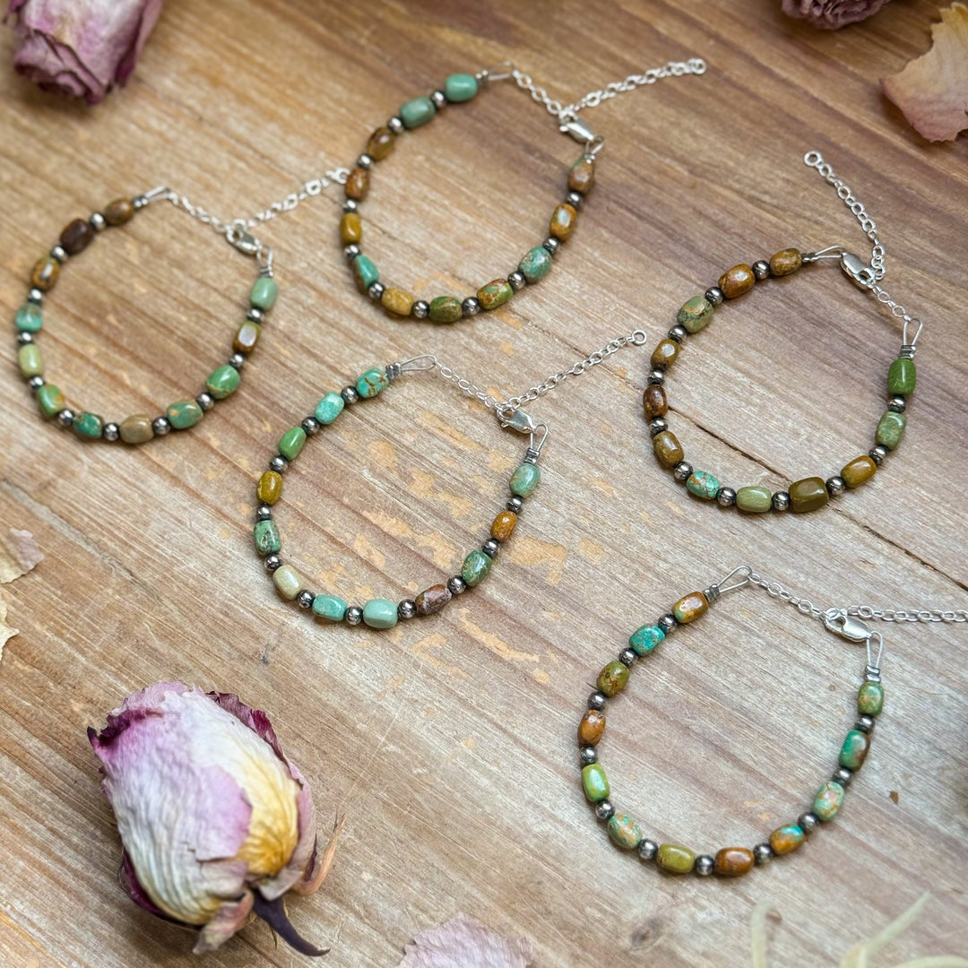 Real Turquoise Bracelet with Sterling Silver Pearls Bracelets Shopify Collective The Bijoux FAB Jewelry The Bijoux FAB Jewelry