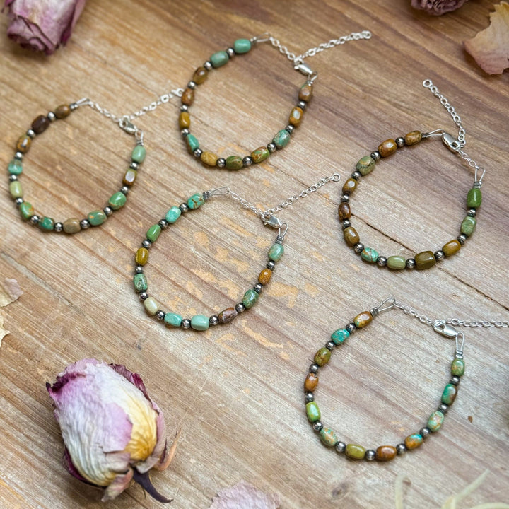 Real Turquoise Bracelet with Sterling Silver Pearls Bracelets Shopify Collective The Bijoux FAB Jewelry The Bijoux FAB Jewelry