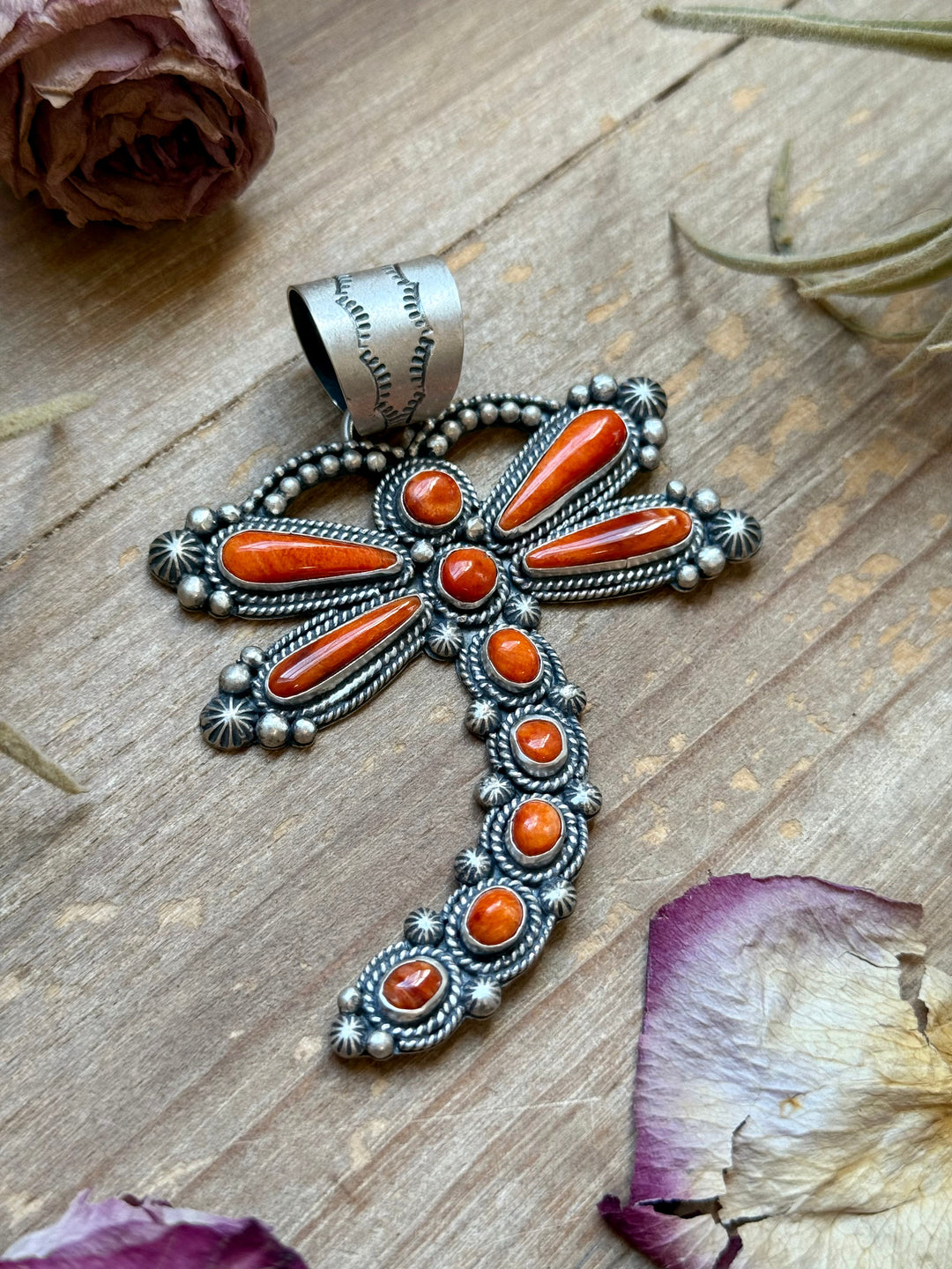 Sterling Silver Orange Spiny Oyster Dragonfly Pendant – Fits Up to 15 mm Beads – Artist Shay Pfeiffer Pendant Shopify Collective The Bijoux FAB Jewelry The Bijoux FAB Jewelry