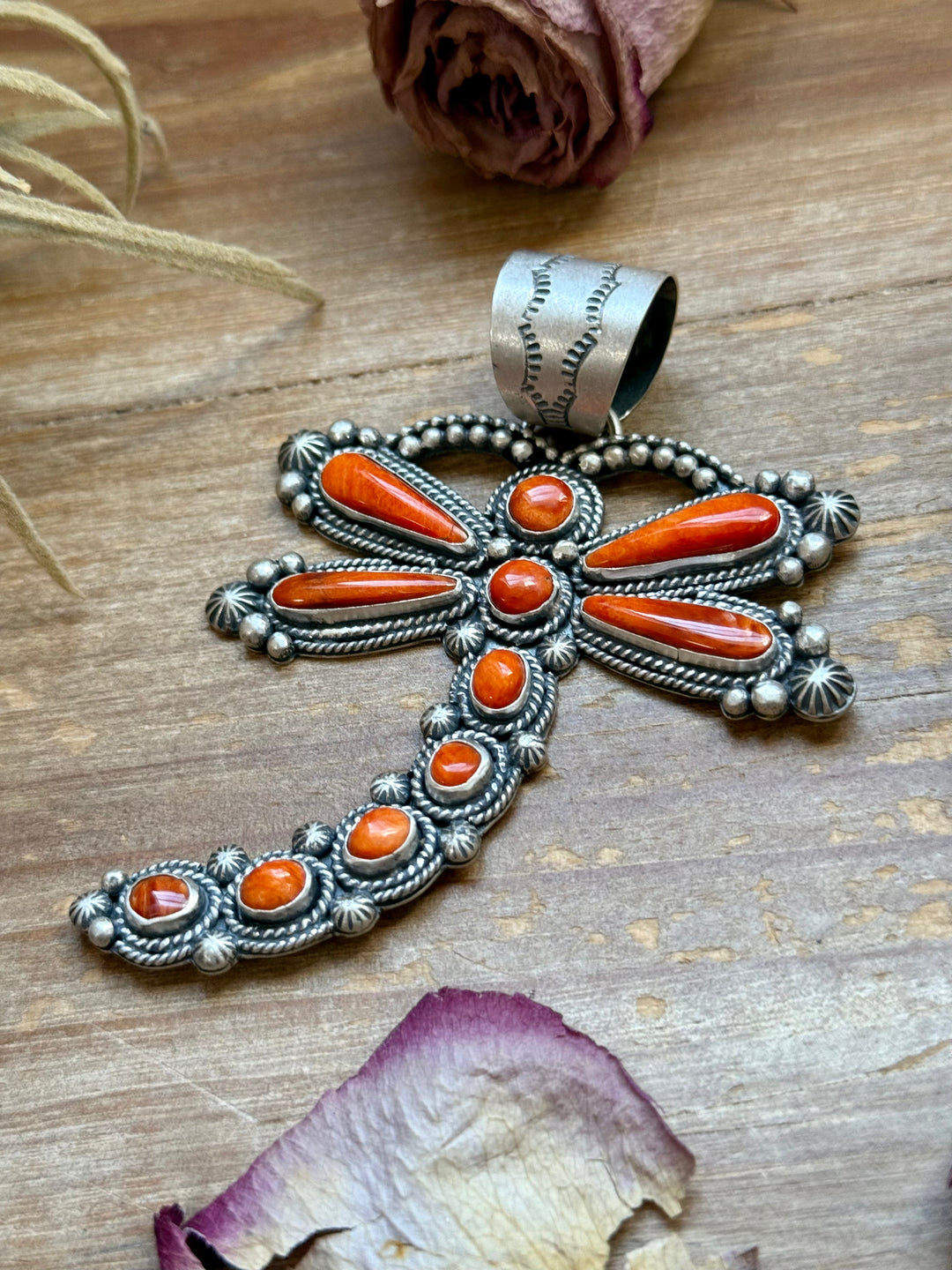 Sterling Silver Orange Spiny Oyster Dragonfly Pendant – Fits Up to 15 mm Beads – Artist Shay Pfeiffer Pendant Shopify Collective The Bijoux FAB Jewelry The Bijoux FAB Jewelry