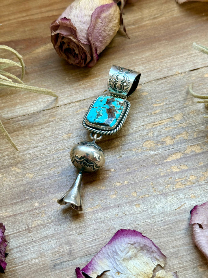 Sterling Silver Blue Dream Turquoise Blossom Pendant – Handmade by Artist Jason Ogg Pendant Shopify Collective The Bijoux FAB Jewelry The Bijoux FAB Jewelry