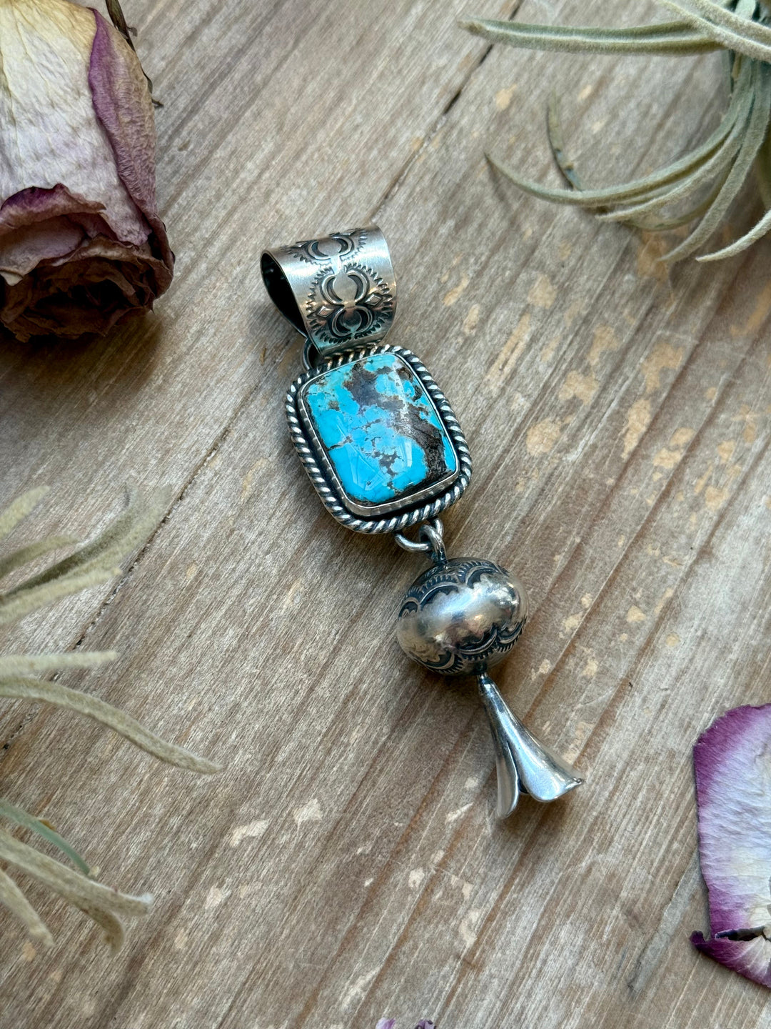 Sterling Silver Blue Dream Turquoise Blossom Pendant – Handmade by Artist Jason Ogg Pendant Shopify Collective The Bijoux FAB Jewelry The Bijoux FAB Jewelry
