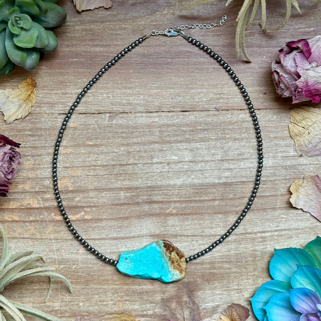 16” Flat Turquoise Necklace – Sterling Silver Necklaces Shopify Collective The Bijoux FAB Jewelry The Bijoux FAB Jewelry