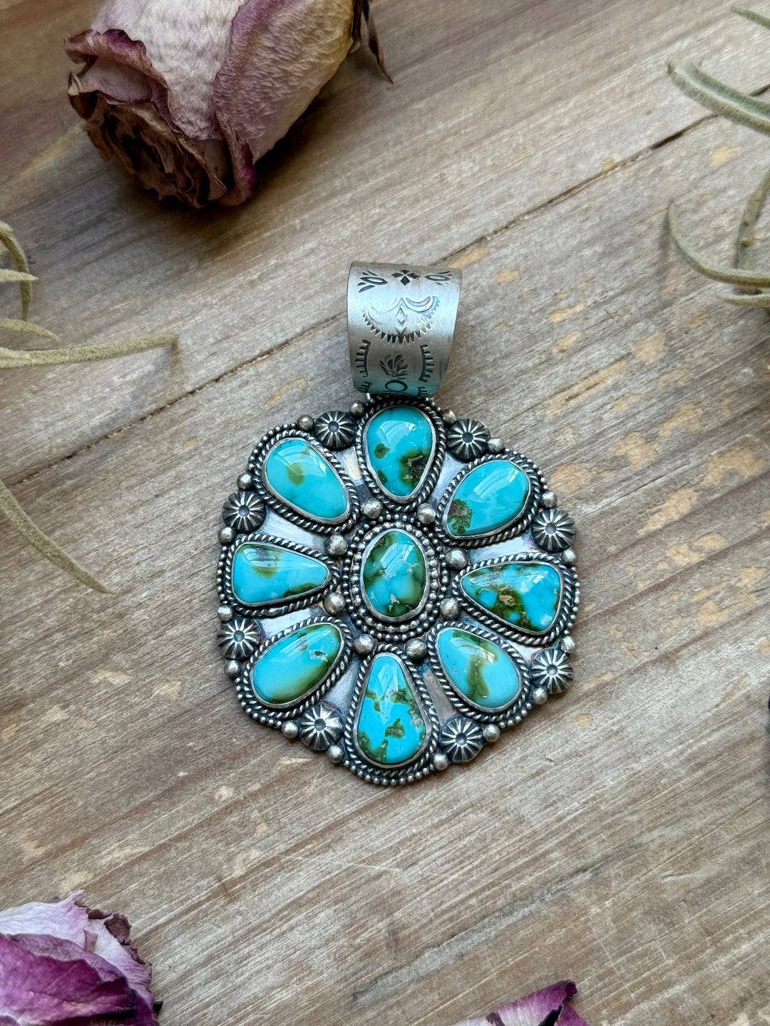 Sterling Silver Sonoran Mountain Turquoise Cluster Pendant – Fits Up to 15mm Beads – Artist Shay Pfeiffer Pendant Shopify Collective The Bijoux FAB Jewelry The Bijoux FAB Jewelry