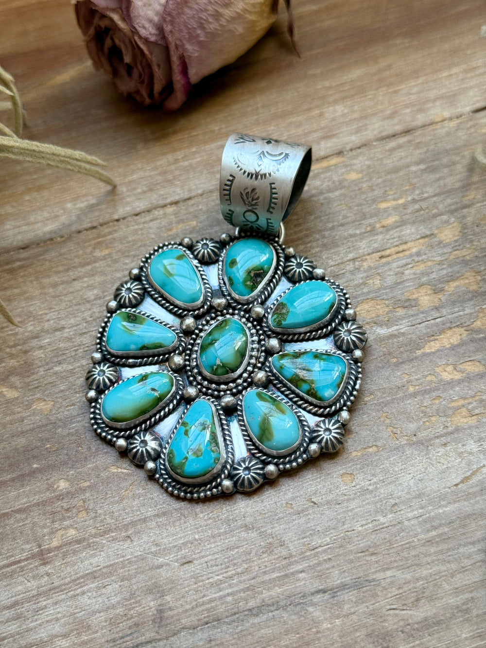 Sterling Silver Sonoran Mountain Turquoise Cluster Pendant – Fits Up to 15mm Beads – Artist Shay Pfeiffer Pendant Shopify Collective The Bijoux FAB Jewelry The Bijoux FAB Jewelry