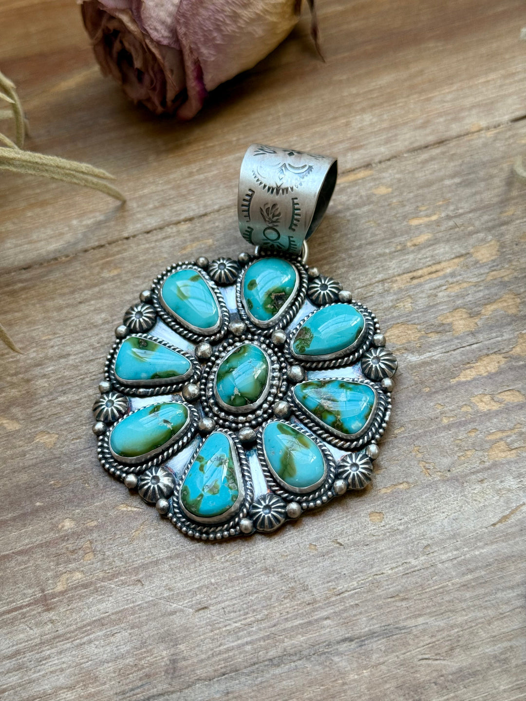 Sterling Silver Sonoran Mountain Turquoise Cluster Pendant – Fits Up to 15mm Beads – Artist Shay Pfeiffer Pendant Shopify Collective The Bijoux FAB Jewelry The Bijoux FAB Jewelry