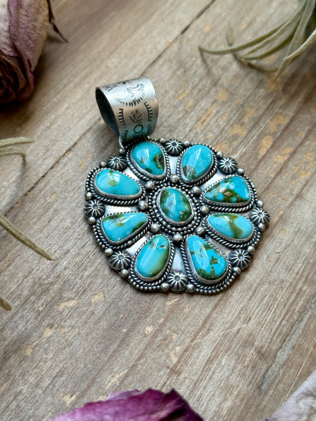 Sterling Silver Sonoran Mountain Turquoise Cluster Pendant – Fits Up to 15mm Beads – Artist Shay Pfeiffer Pendant Shopify Collective The Bijoux FAB Jewelry The Bijoux FAB Jewelry