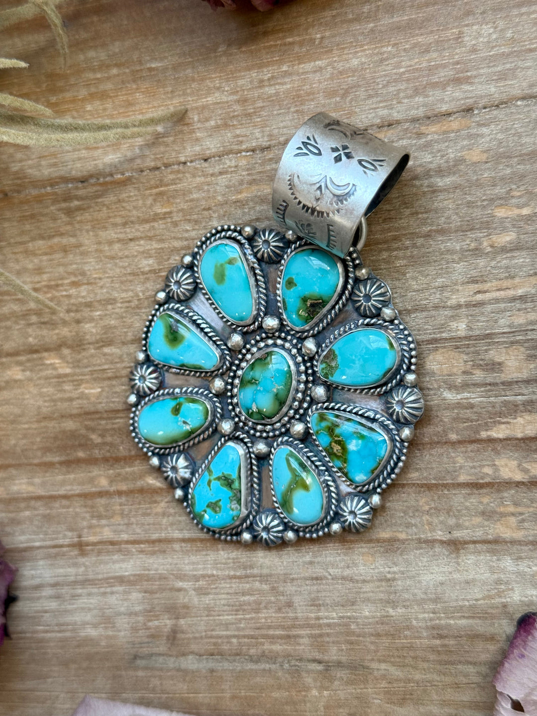 Sterling Silver Sonoran Mountain Turquoise Cluster Pendant – Fits Up to 15mm Beads – Artist Shay Pfeiffer Pendant Shopify Collective The Bijoux FAB Jewelry The Bijoux FAB Jewelry