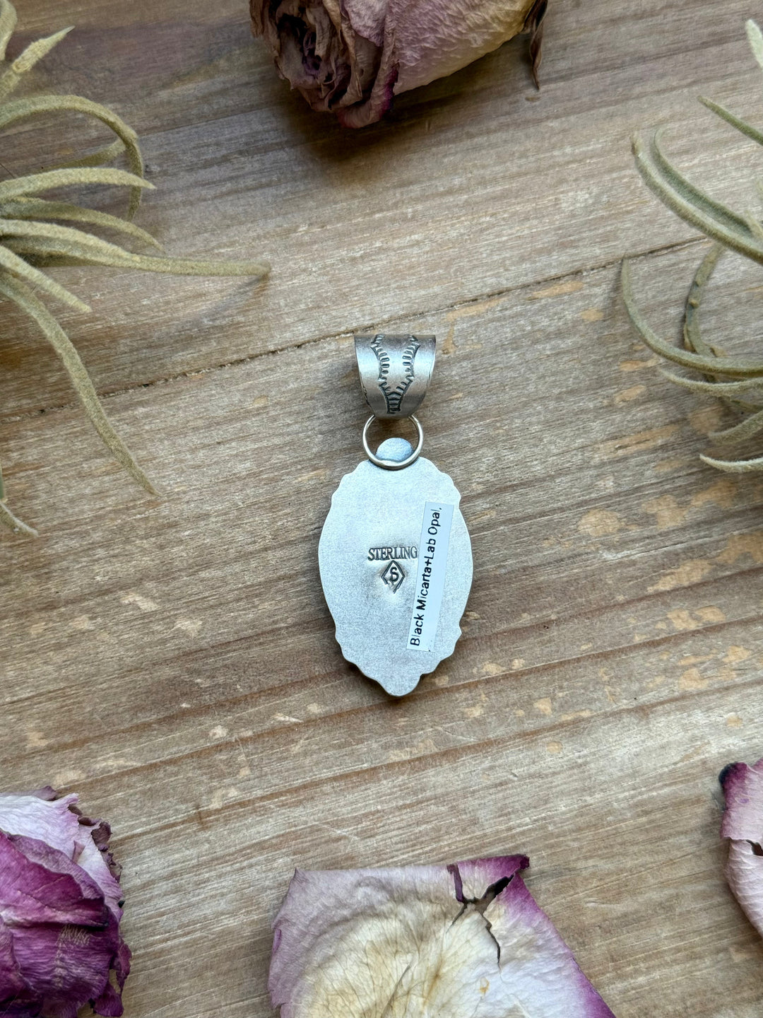 Sterling Silver Black Micarta & Lab Opal Inlay Pendant – Handmade by Artist Shay Pfeiffer Pendant Shopify Collective The Bijoux FAB Jewelry The Bijoux FAB Jewelry