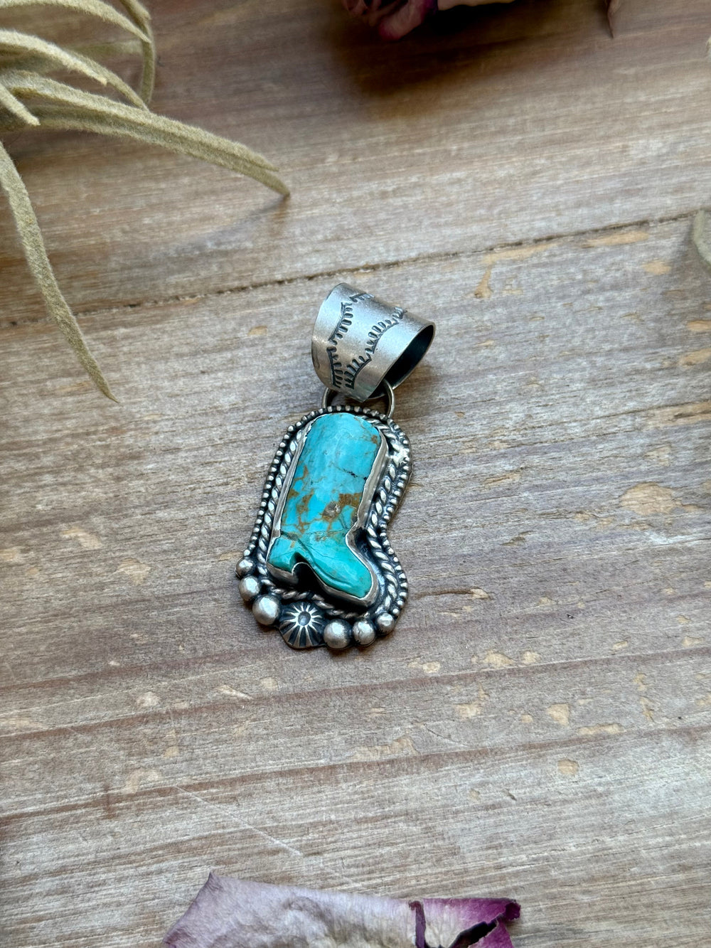 Sterling Silver Kingman Turquoise Cowboy Boot Pendant – Handmade by Artist Shay Pfeiffer Pendant Shopify Collective The Bijoux FAB Jewelry The Bijoux FAB Jewelry
