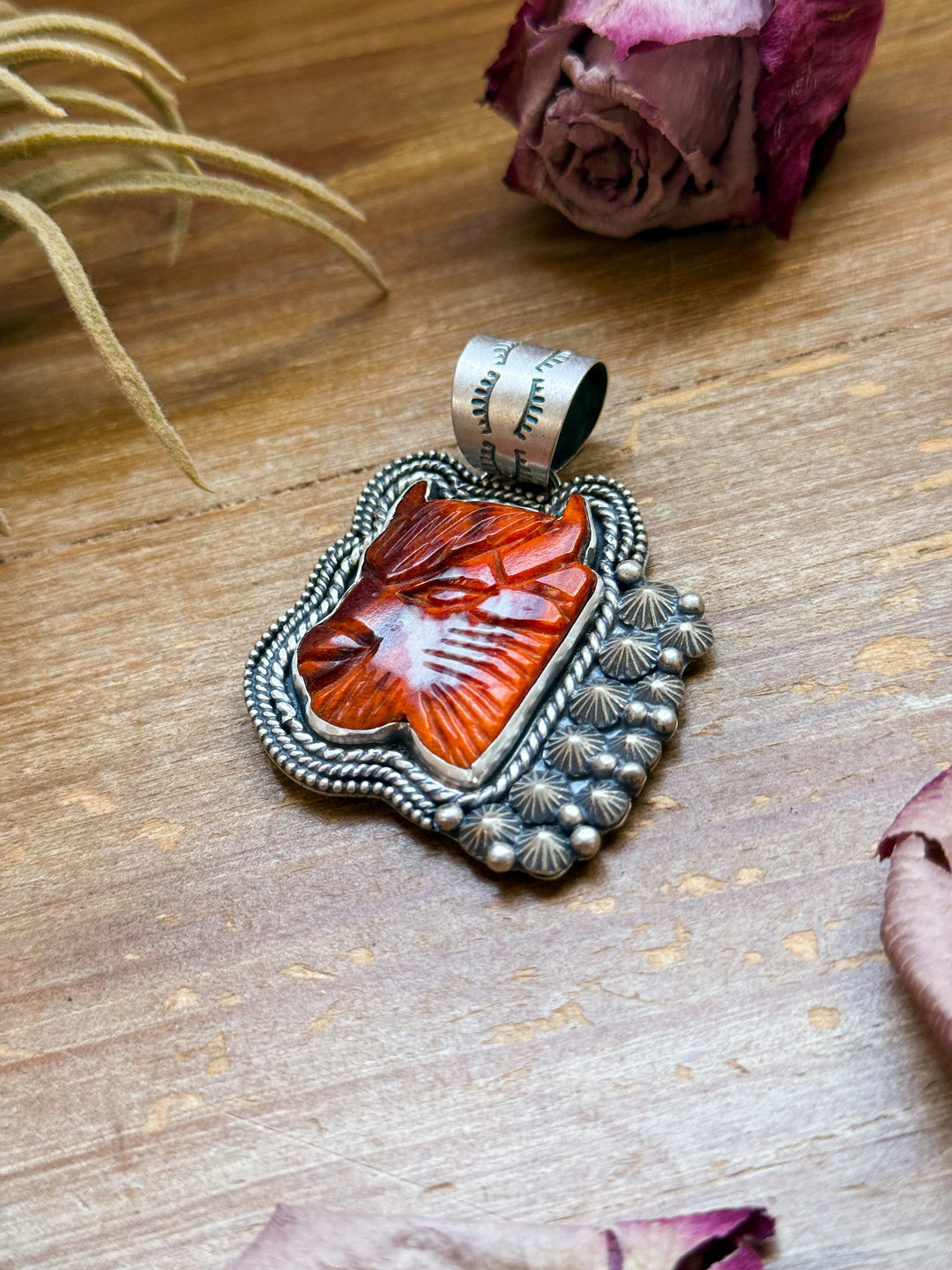 Sterling Silver Autumn Spiny Oyster Buffalo Pendant – Handmade by Artist Shay Pfeiffer Pendant Shopify Collective The Bijoux FAB Jewelry The Bijoux FAB Jewelry