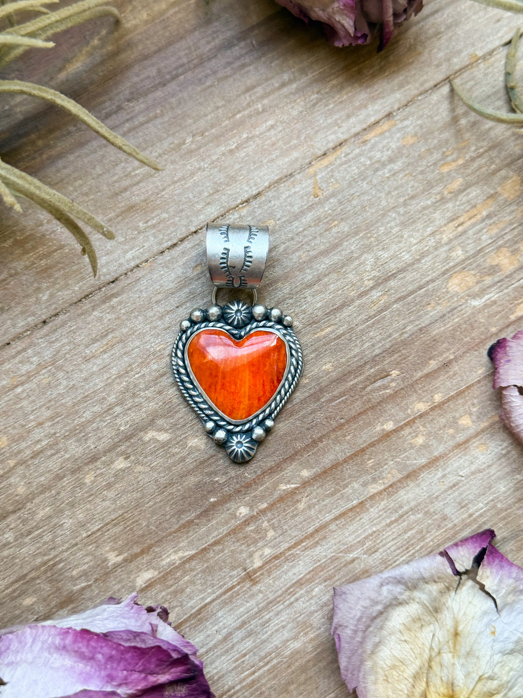 Sterling Silver Orange Spiny Oyster Heart Pendant – Handmade by Artist Shay Pfeiffer Pendant Shopify Collective The Bijoux FAB Jewelry The Bijoux FAB Jewelry