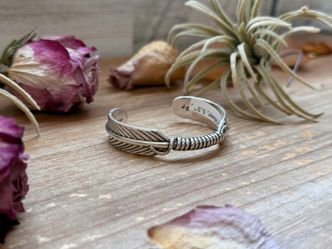 Sterling Silver Hudson Feather Cuff – Fits 5.5” Wrist – Handmade by Artist Jason Ogg cuff Shopify Collective The Bijoux FAB Jewelry The Bijoux FAB Jewelry