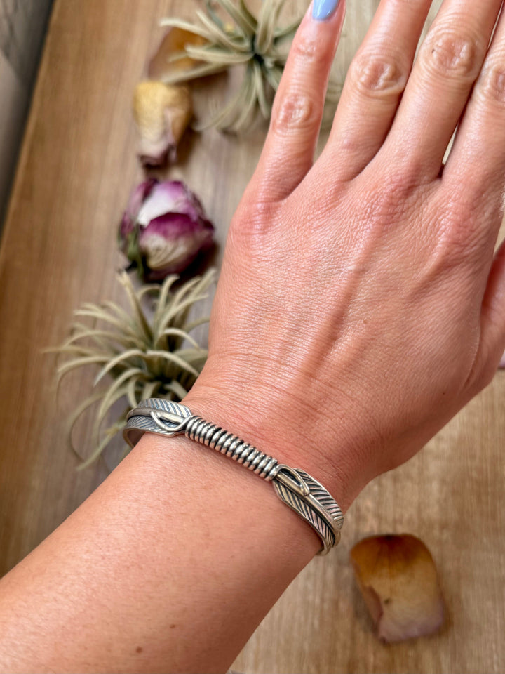 Sterling Silver Hudson Feather Cuff – Fits 7.5” Wrist – Handmade by Artist Jason Ogg Bracelets Shopify Collective The Bijoux FAB Jewelry The Bijoux FAB Jewelry
