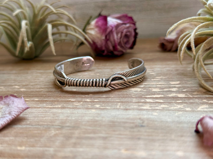 Sterling Silver Hudson Feather Cuff – Fits 6” Wrist – Handmade by Artist Jason Ogg cuff Shopify Collective The Bijoux FAB Jewelry The Bijoux FAB Jewelry