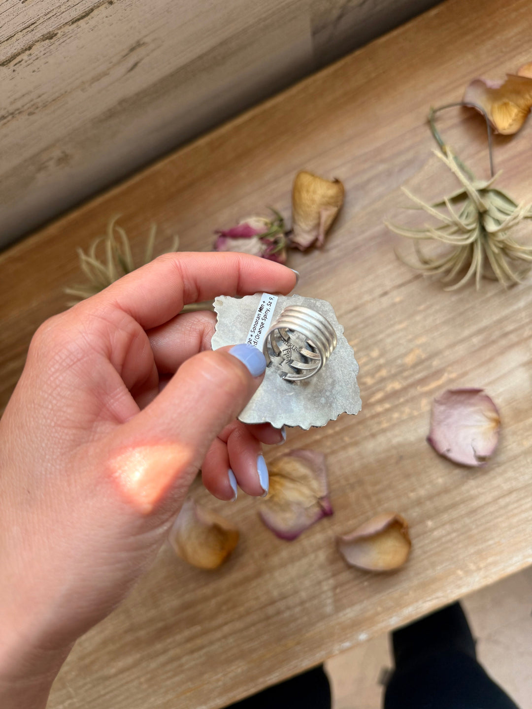 Mosaic Cluster Ring – Sterling Silver – Sonoran Mountain, Blue Ridge Turquoise & Spiny Oyster – Size 9 – Artist Shay Pfeiffer ring Shopify Collective The Bijoux FAB Jewelry The Bijoux FAB Jewelry