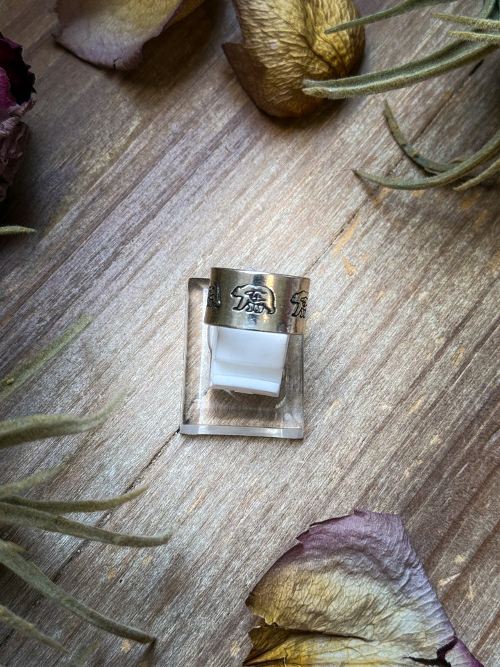 Sterling Silver Hand-Milled Wide Band “Poke the Bear” Stamped Ring – Size 5.5 – Handmade by Artist Jason Ogg ring Shopify Collective The Bijoux FAB Jewelry The Bijoux FAB Jewelry