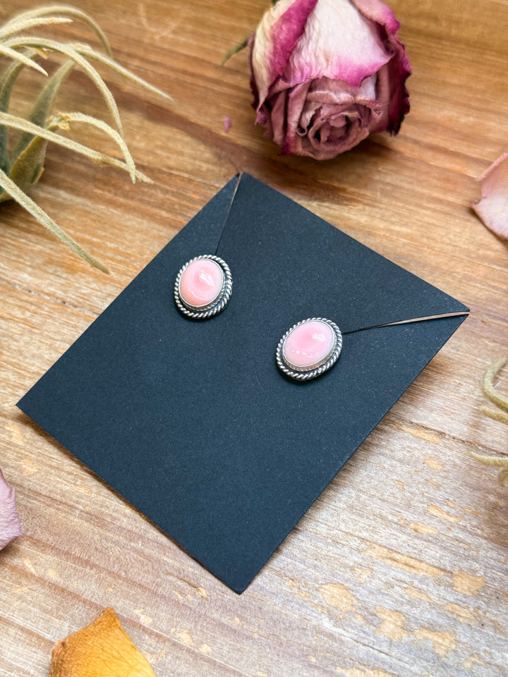 Sterling Silver Pink Conch Stud Earrings – Handmade by Artist Jason Ogg Earrings Shopify Collective The Bijoux FAB Jewelry The Bijoux FAB Jewelry