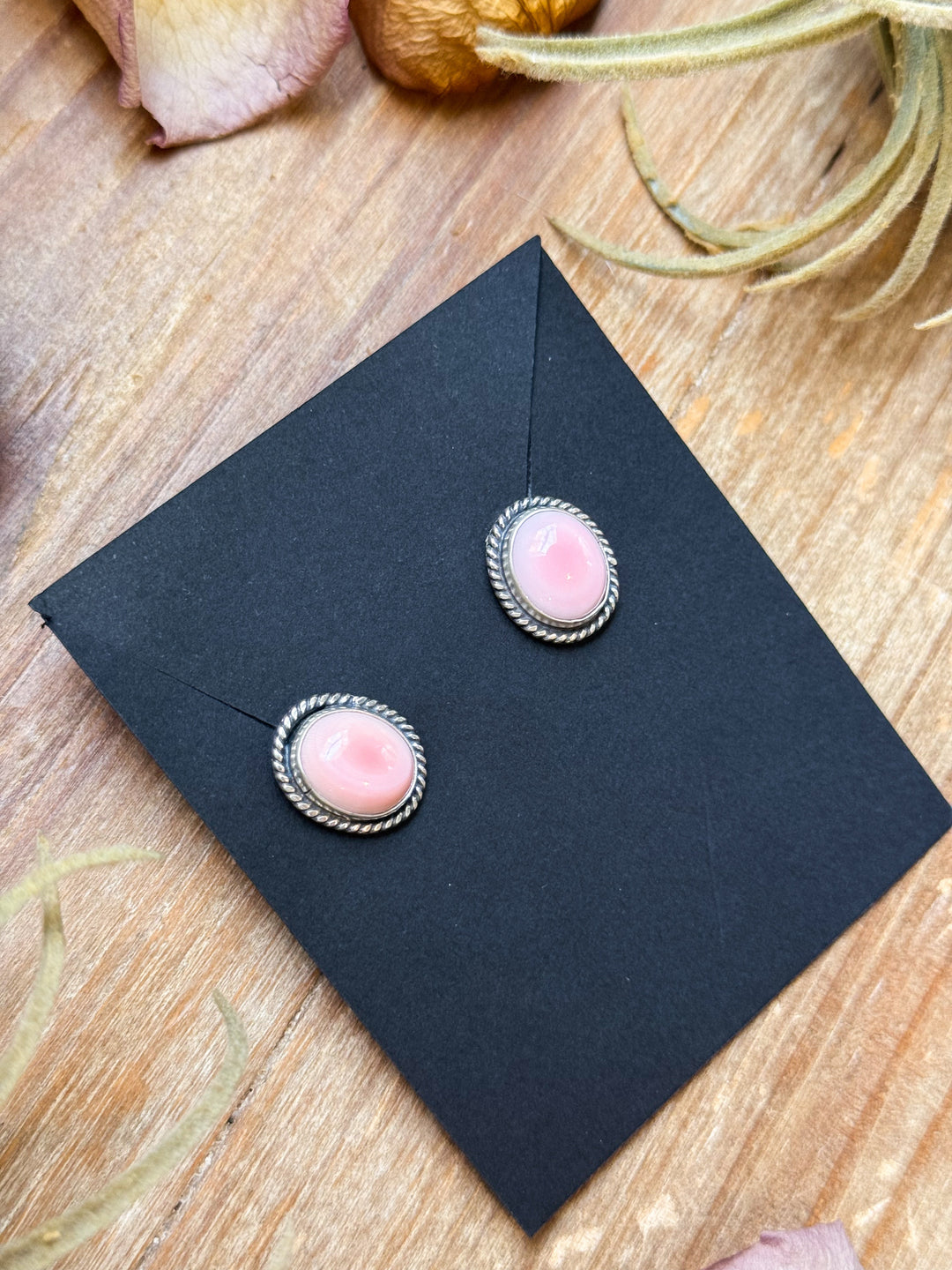 Sterling Silver Pink Conch Stud Earrings – Handmade by Artist Jason Ogg Earrings Shopify Collective The Bijoux FAB Jewelry The Bijoux FAB Jewelry