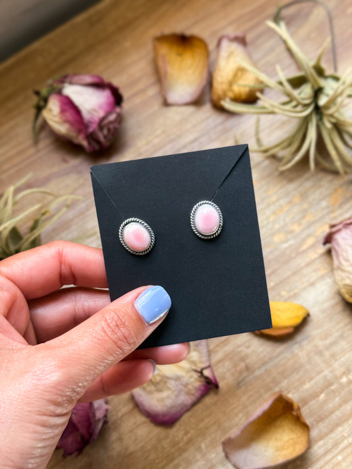 Sterling Silver Pink Conch Stud Earrings – Handmade by Artist Jason Ogg Earrings Shopify Collective The Bijoux FAB Jewelry The Bijoux FAB Jewelry