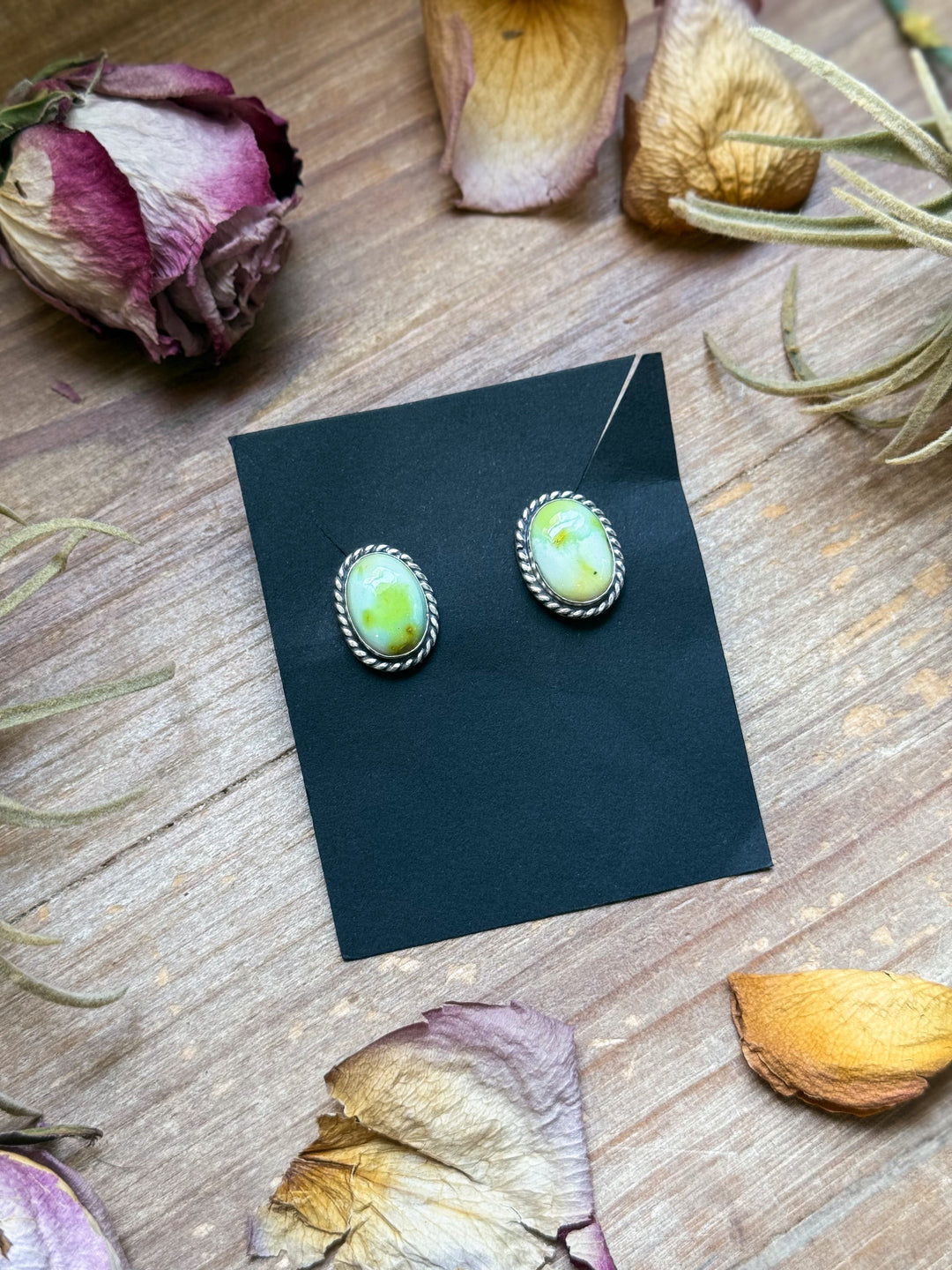 Sterling Silver Palomino Variscite Stud Earrings, Artist Jason Ogg Earrings Shopify Collective The Bijoux FAB Jewelry The Bijoux FAB Jewelry