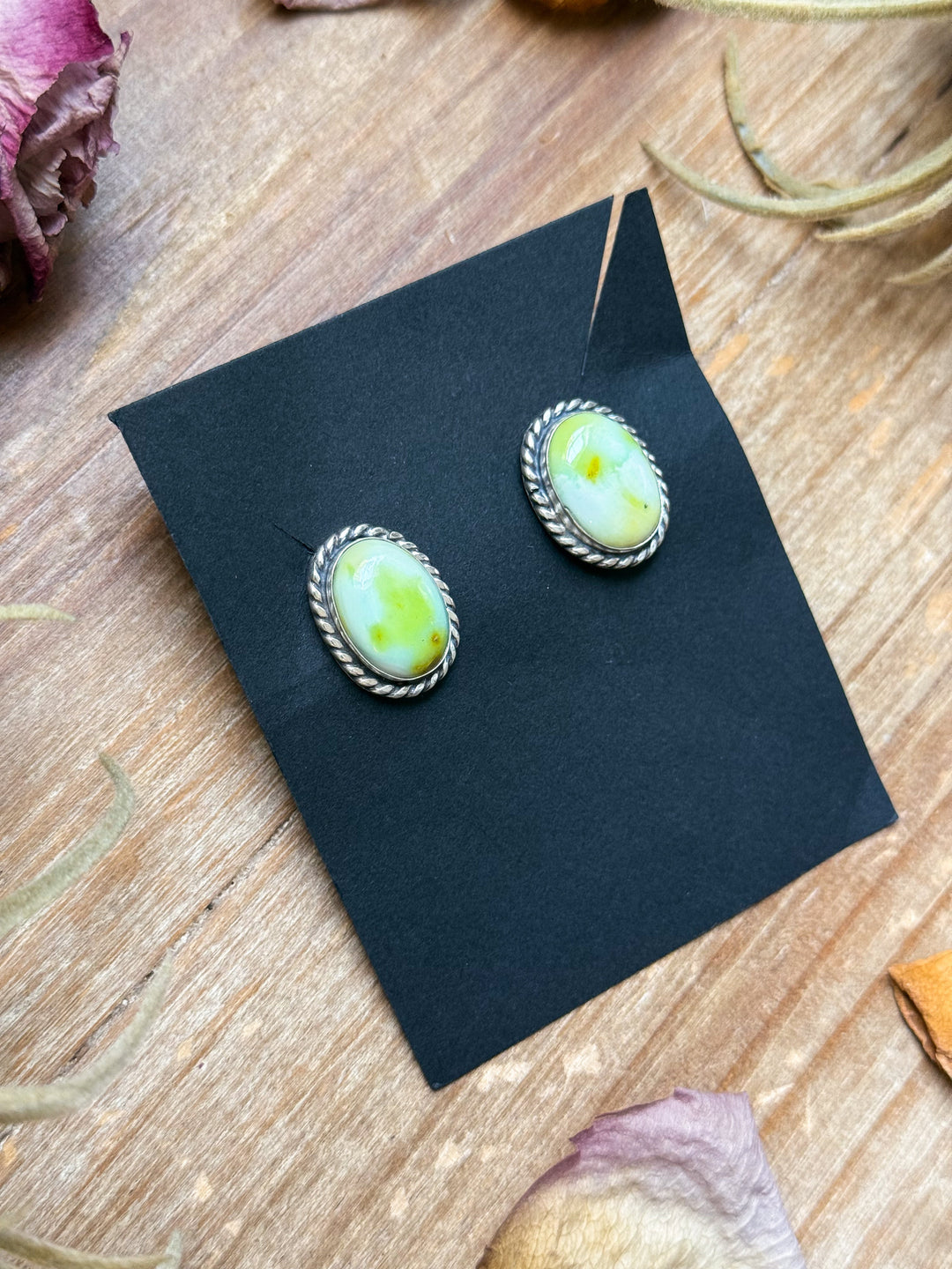 Sterling Silver Palomino Variscite Stud Earrings, Artist Jason Ogg Earrings Shopify Collective The Bijoux FAB Jewelry The Bijoux FAB Jewelry