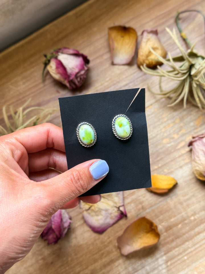 Sterling Silver Palomino Variscite Stud Earrings, Artist Jason Ogg Earrings Shopify Collective The Bijoux FAB Jewelry The Bijoux FAB Jewelry