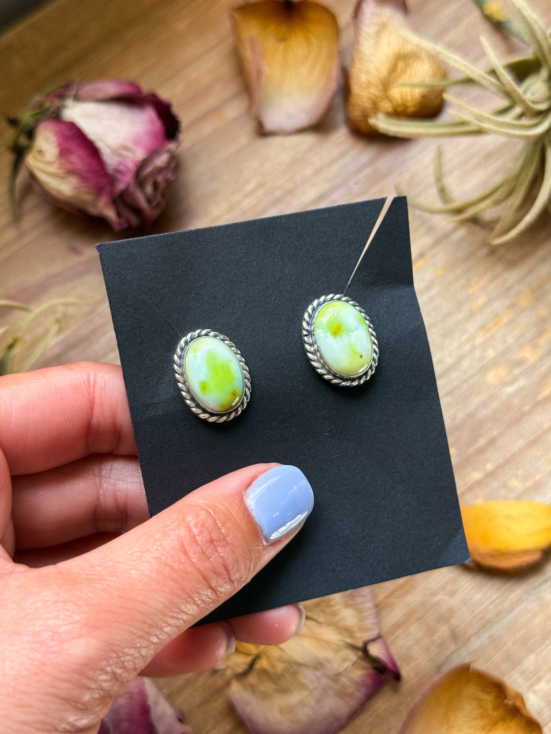 Sterling Silver Palomino Variscite Stud Earrings, Artist Jason Ogg Earrings Shopify Collective The Bijoux FAB Jewelry The Bijoux FAB Jewelry