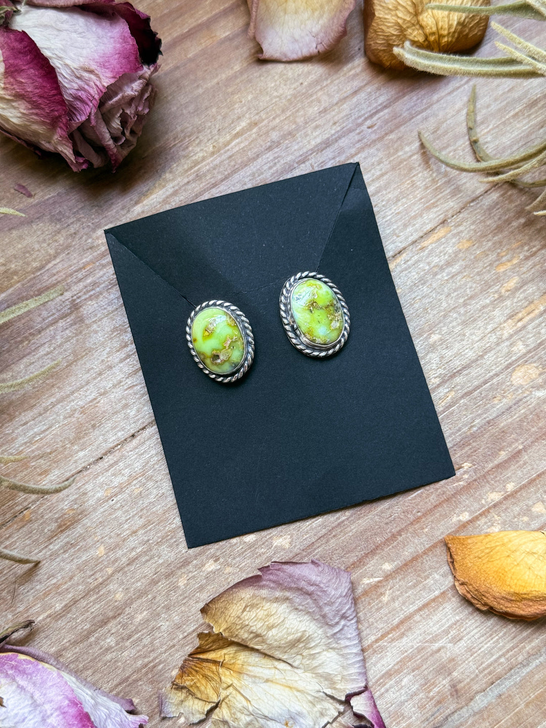 Sterling Silver Palomino Variscite Stud Earrings, Artist Jason Ogg Earrings Shopify Collective The Bijoux FAB Jewelry The Bijoux FAB Jewelry