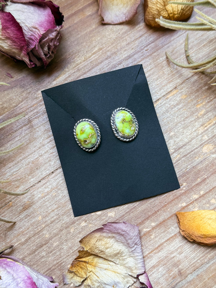 Sterling Silver Palomino Variscite Stud Earrings, Artist Jason Ogg Earrings Shopify Collective The Bijoux FAB Jewelry The Bijoux FAB Jewelry
