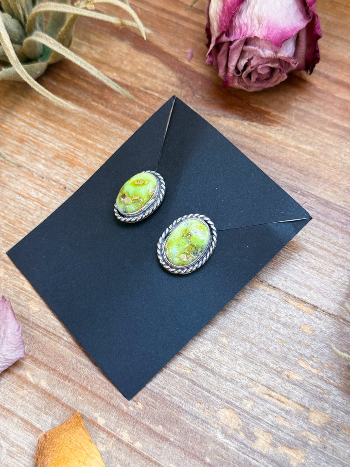 Sterling Silver Palomino Variscite Stud Earrings, Artist Jason Ogg Earrings Shopify Collective The Bijoux FAB Jewelry The Bijoux FAB Jewelry