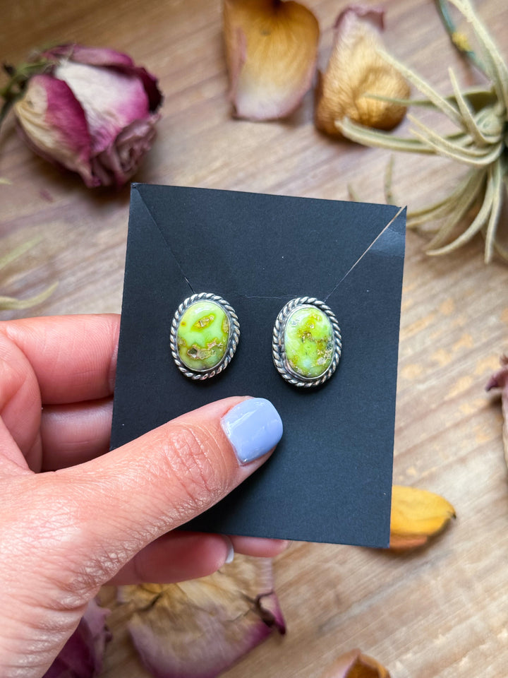 Sterling Silver Palomino Variscite Stud Earrings, Artist Jason Ogg Earrings Shopify Collective The Bijoux FAB Jewelry The Bijoux FAB Jewelry