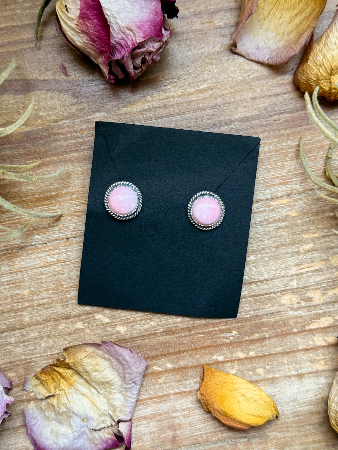 Sterling Silver Pink Conch Stud Earrings – Handmade by Artist Jason Ogg Earrings Shopify Collective The Bijoux FAB Jewelry The Bijoux FAB Jewelry