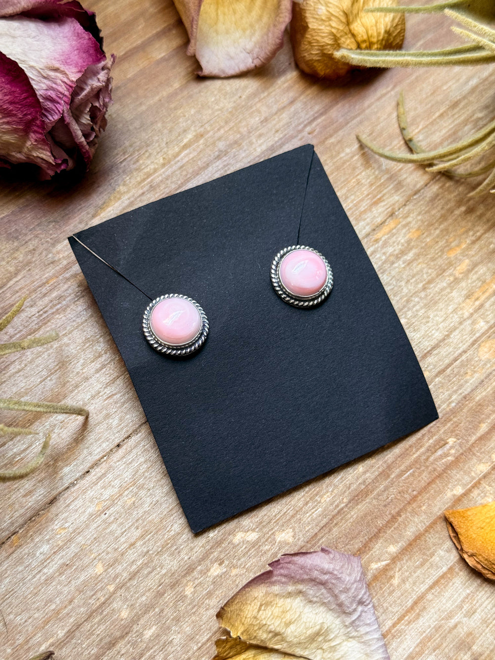Sterling Silver Pink Conch Stud Earrings – Handmade by Artist Jason Ogg Earrings Shopify Collective The Bijoux FAB Jewelry The Bijoux FAB Jewelry