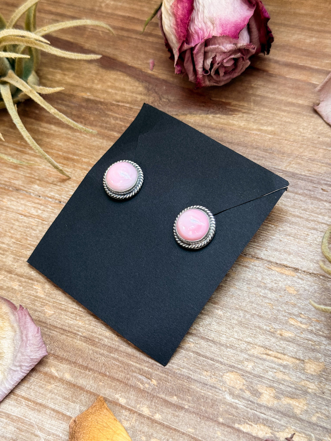 Sterling Silver Pink Conch Stud Earrings – Handmade by Artist Jason Ogg Earrings Shopify Collective The Bijoux FAB Jewelry The Bijoux FAB Jewelry