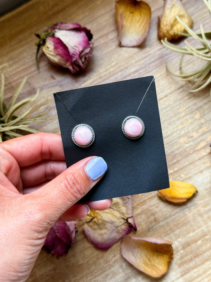 Sterling Silver Pink Conch Stud Earrings – Handmade by Artist Jason Ogg Earrings Shopify Collective The Bijoux FAB Jewelry The Bijoux FAB Jewelry