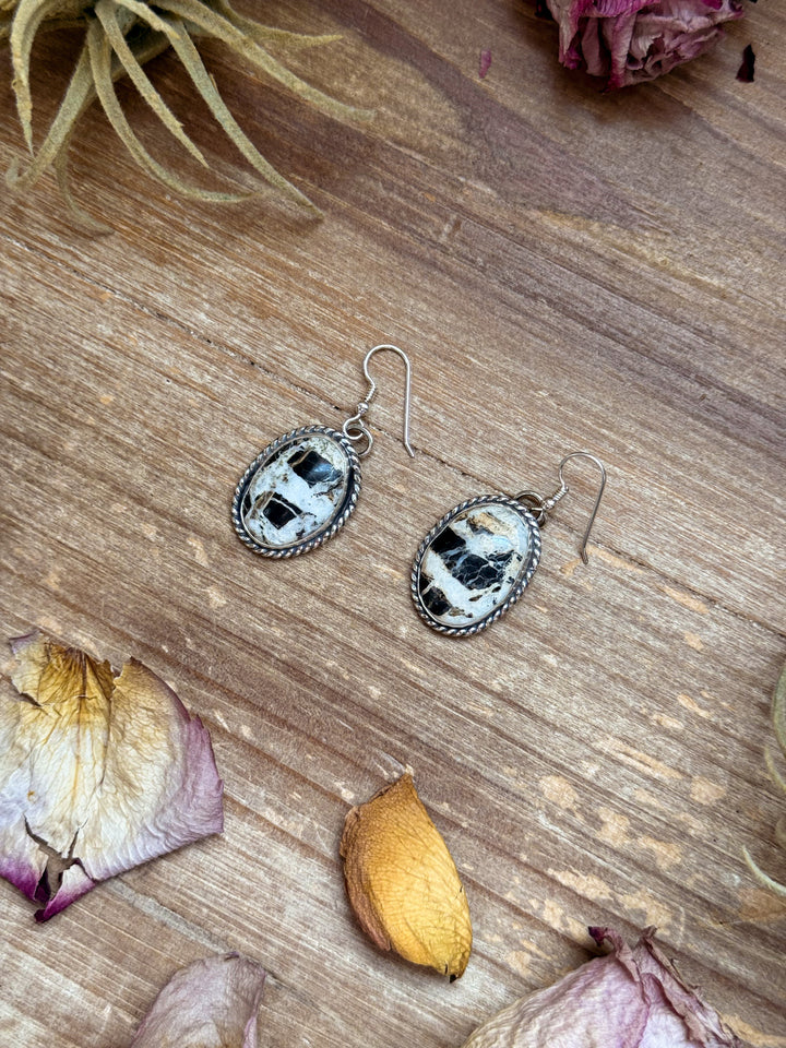 Sterling Silver White Buffalo Dangle Earrings – Handmade by Artist Jason Ogg Earrings Shopify Collective The Bijoux FAB Jewelry The Bijoux FAB Jewelry