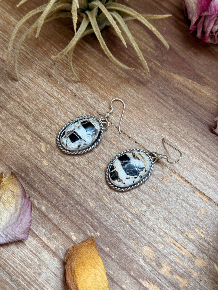 Sterling Silver White Buffalo Dangle Earrings – Handmade by Artist Jason Ogg Earrings Shopify Collective The Bijoux FAB Jewelry The Bijoux FAB Jewelry