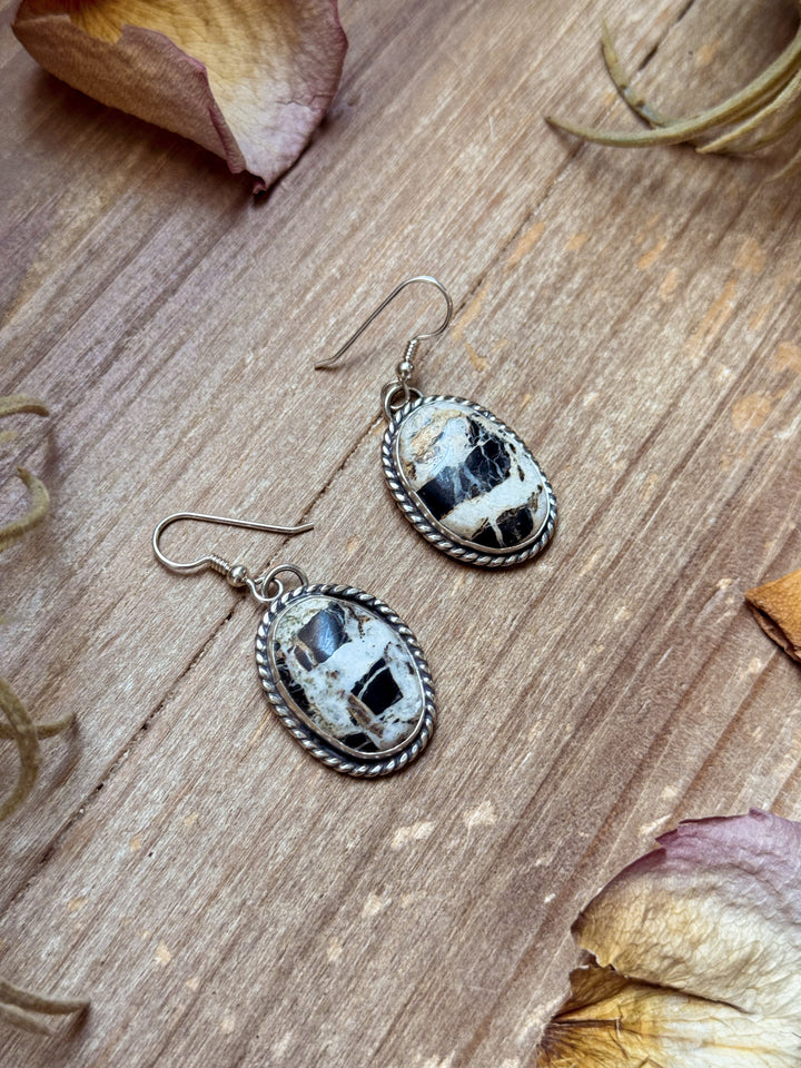 Sterling Silver White Buffalo Dangle Earrings – Handmade by Artist Jason Ogg Earrings Shopify Collective The Bijoux FAB Jewelry The Bijoux FAB Jewelry