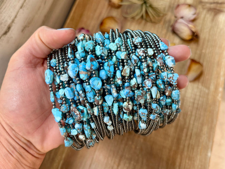 Golden Hills Turquoise & Sterling Silver Pearl Necklace – 16 Inch Necklaces Shopify Collective The Bijoux FAB Jewelry The Bijoux FAB Jewelry