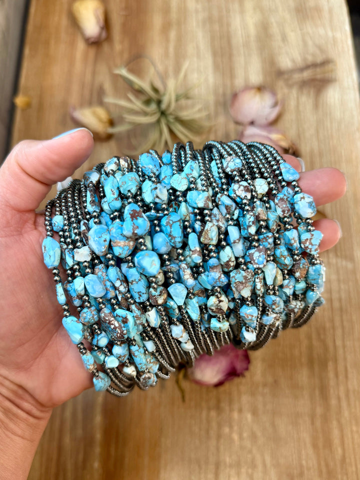 Golden Hills Turquoise & Sterling Silver Pearl Necklace – 16 Inch Necklaces Shopify Collective The Bijoux FAB Jewelry The Bijoux FAB Jewelry