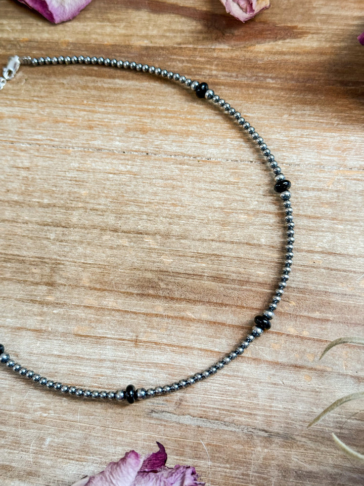 Sterling Silver Pearl & Black Onyx Necklace – 15” Choker Shopify Collective The Bijoux FAB Jewelry The Bijoux FAB Jewelry