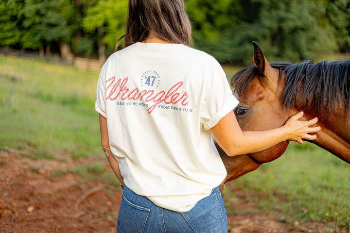 Wrangler® Graphic Short Sleeve T-Shirt - Vintage Fit - Antique White - 112380305 T Shirt Graphic T Shirt Men's Short Sleeve T Shirt Wrangler Wrangler