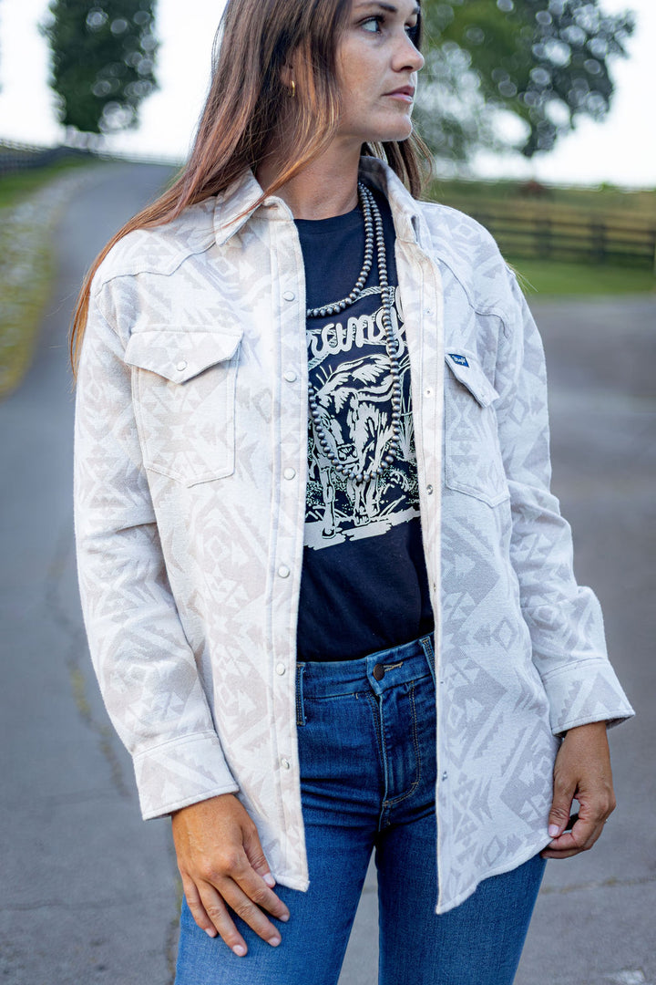 Wrangler Retro® Americana Boyfriend Snap Shirt - Cream - 112383027 Shirt Long Sleeve Shirt Snap Shirt Women’s Clothing Wrangler Wrangler