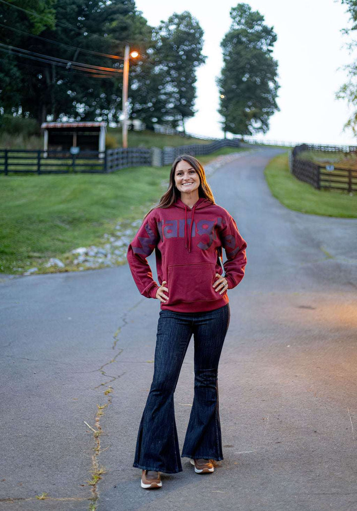 Wrangler Retro® Punchy Logo Hoodie - Burgundy - 112382644 Hoodie Hoodie Long Sleeve Women&