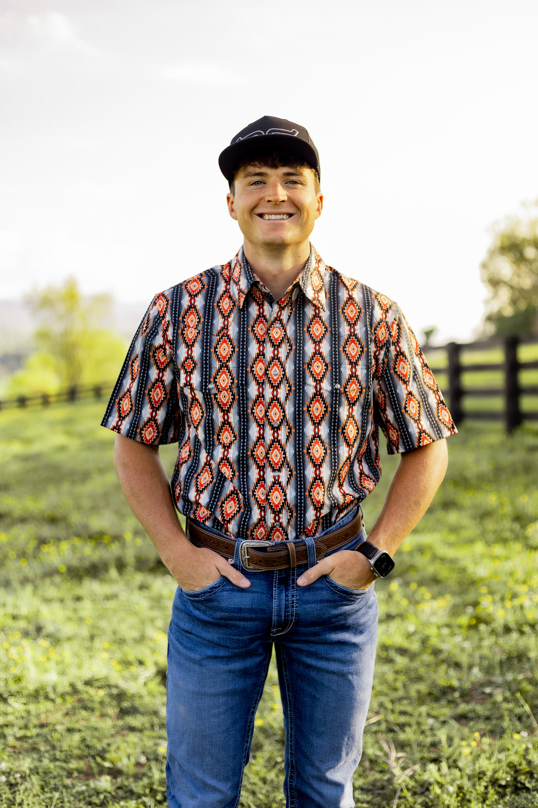 Checotah® Dress Western Short Sleeve Shirt - Classic Fit - Black Multi - 112379164 Shirt Long Sleeve Men's Snap Shirt Wrangler Wrangler