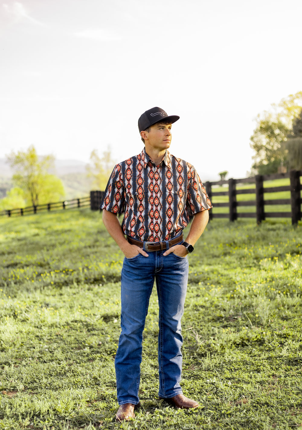 Checotah® Dress Western Short Sleeve Shirt - Classic Fit - Black Multi - 112379164 Shirt Long Sleeve Men's Snap Shirt Wrangler Wrangler