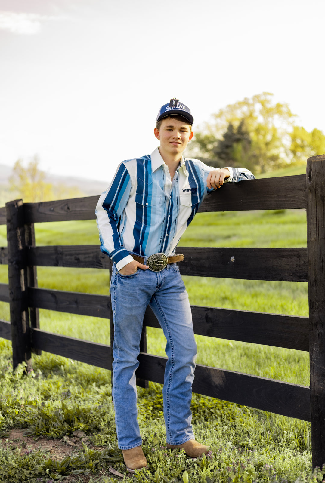 Wrangler® Long Sleeve Logo Shirt - Blue Multi - 112379239 Shirt Long Sleeve Men's Shirt Wrangler Wrangler