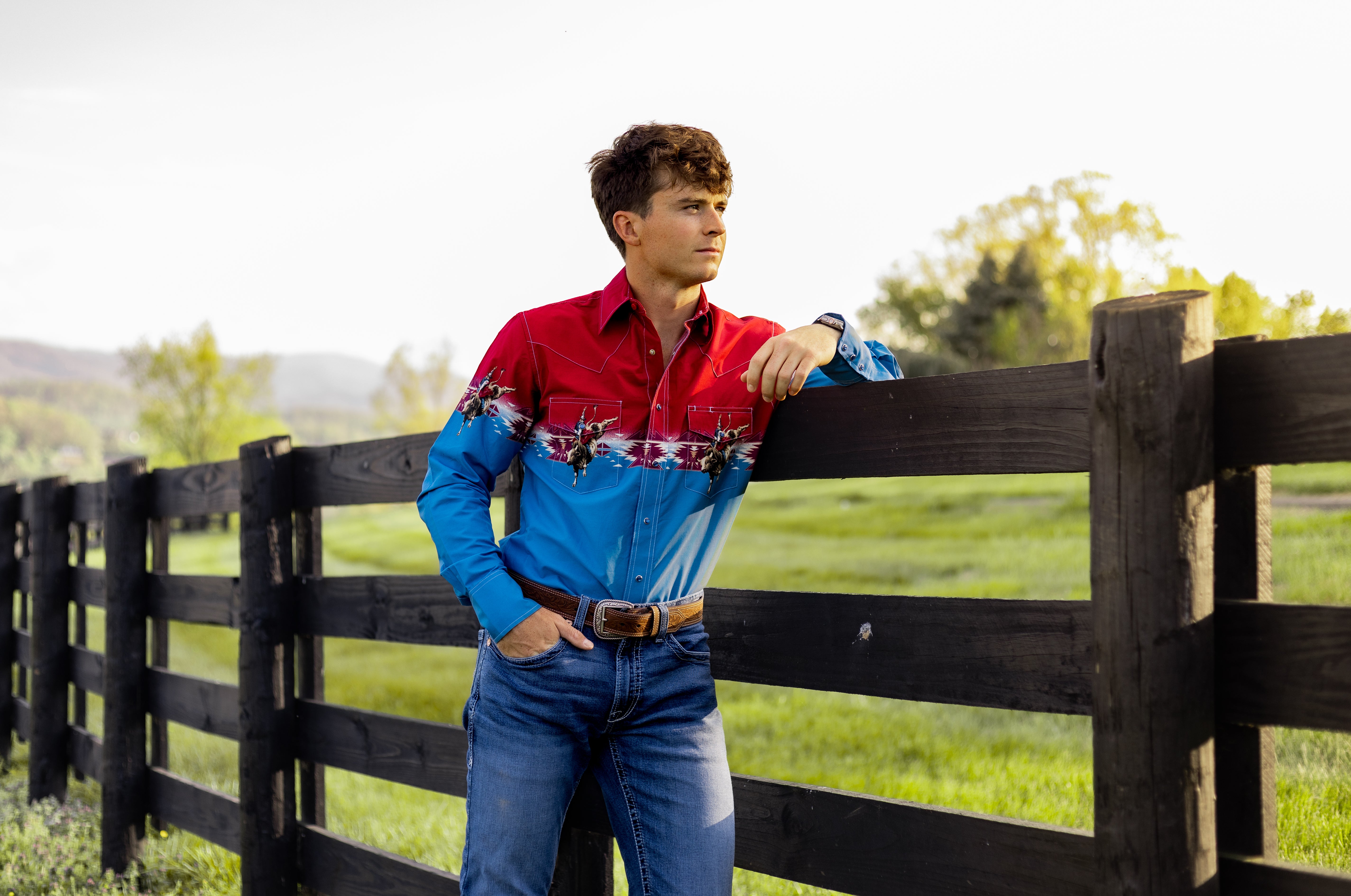 Checotah® Dress Western Long Sleeve Shirt Classic Fit Red/Blue | 112379226 Shirt Long Sleeve Men's Shirt Snap Shirt Wrangler Wrangler